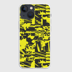Чехол для iPhone 13 mini с принтом Желтая текстура в Кировске,  |  | желтый | линии | паттерн | пятна | спорт | текстура | черный