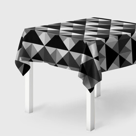 Скатерть 3D с принтом Современный геометрический  в Кировске, 100% полиэстер (ткань не мнется и не растягивается) | Размер: 150*150 см | абстрактный | геометрический фигуры | модный | полигональный | популярный | треугольники | черно белый