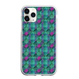 Чехол для iPhone 11 Pro матовый с принтом Бирюзовый клетчатый узор в Кировске, Силикон |  | абстрактный | бирюзовый | клетка | модный | плед | разноцветный плед | современный | шотландка