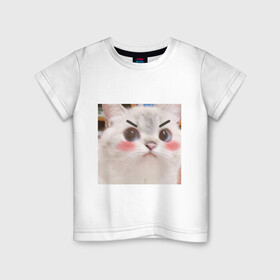 Детская футболка хлопок с принтом Котенька в Кировске, 100% хлопок | круглый вырез горловины, полуприлегающий силуэт, длина до линии бедер | kawaii | злой кот | комфорт | кот | мем | милый | уют