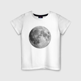 Детская футболка хлопок с принтом Полнолуние Лунная фаза  в Кировске, 100% хлопок | круглый вырез горловины, полуприлегающий силуэт, длина до линии бедер | Тематика изображения на принте: луна | луна круглая | лунная фаза | планета | полнолуние