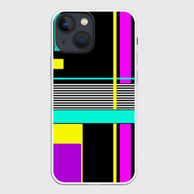 Чехол для iPhone 13 mini с принтом Геометрический  неоновый узор в Кировске,  |  | абстрактный | геометрический | модный | молодежный | неоновый бирюзовый | неоновый узор | полосы | современный