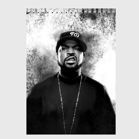 Скетчбук с принтом Ice Cube | Айс Куб (Z) в Кировске, 100% бумага
 | 48 листов, плотность листов — 100 г/м2, плотность картонной обложки — 250 г/м2. Листы скреплены сверху удобной пружинной спиралью | Тематика изображения на принте: ice cube | oshea jackson | rap | айс куб | айс кьюб | реп | репер | рэпер | хип хоп