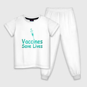 Детская пижама хлопок с принтом Вакцина спасает жизни в Кировске, 100% хлопок |  брюки и футболка прямого кроя, без карманов, на брюках мягкая резинка на поясе и по низу штанин
 | Тематика изображения на принте: coronavirus | covid19 | virus | вакцина | вакцинация | вирус | грипп | заражение | здоровье | иммунитет | инфекция | карантин | корона | коронавирус | маска | пандемия | прививка | самоизоляция | спутник