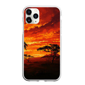 Чехол для iPhone 11 Pro Max матовый с принтом АФРИКАНСКАЯ САВАННА в Кировске, Силикон |  | африка | деревья | живопись | закат | засуха | искуство | облака | пейзаж | пустыня | рисунок | саванна