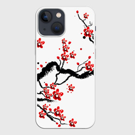Чехол для iPhone 13 mini с принтом САКУРА ЦВЕТЁТ И БЛАГАУХАЕТ в Кировске,  |  | ветвь | дерево | сакура | цветы | япония