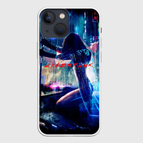 Чехол для iPhone 13 mini с принтом cyberpunk девушка с катаной в Кировске,  |  | город | девушка | дождь | катана | машины | найтсити | неон