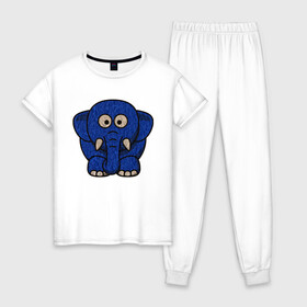 Женская пижама хлопок с принтом Слонище в Кировске, 100% хлопок | брюки и футболка прямого кроя, без карманов, на брюках мягкая резинка на поясе и по низу штанин | animal | elephant | животное | слон | слониха