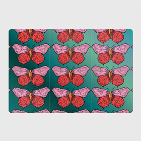 Магнитный плакат 3Х2 с принтом Зеленый принт с бабочками :) в Кировске, Полимерный материал с магнитным слоем | 6 деталей размером 9*9 см | бабочки | градиент | графический | грустный | зеленый | меланхолия | насекомые | ретро | розовый | странный