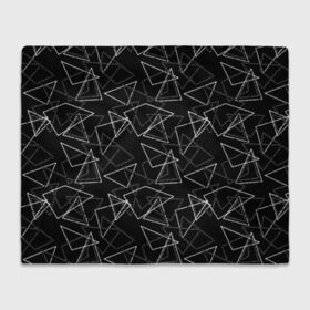 Плед 3D с принтом Черно-белый геометрический  в Кировске, 100% полиэстер | закругленные углы, все края обработаны. Ткань не мнется и не растягивается | абстрактный | геометрические фигуры | монохромный | мужской | треугольники | черный и белый | черный фон
