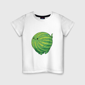 Детская футболка хлопок с принтом Арбуз в Кировске, 100% хлопок | круглый вырез горловины, полуприлегающий силуэт, длина до линии бедер | арбуз | арт | мило | милота | рисунок | свежая ягода | свежие ягоды | свежий продукт | ягода | ягоды