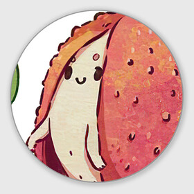 Коврик для мышки круглый с принтом Личи в Кировске, резина и полиэстер | круглая форма, изображение наносится на всю лицевую часть | арт | личи | мило | милота | рисунок | свежие фрукты | свежий продукт | свежий фрукт | фрукт | фрукты