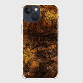 Чехол для iPhone 13 mini с принтом Абстрактный узор текстура в Кировске,  |  | каменный узор | камень | коричневый | маскировочный | милитари | мраморный | темный оранжевый | черный и оранжевый