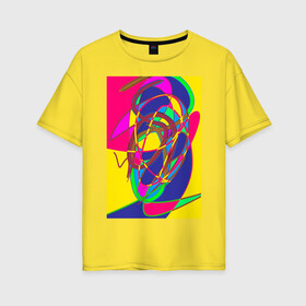 Женская футболка хлопок Oversize с принтом Яркая абстракция в Кировске, 100% хлопок | свободный крой, круглый ворот, спущенный рукав, длина до линии бедер
 | абстракция | линии | необычное | фантазия | яркое
