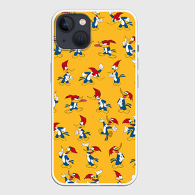 Чехол для iPhone 13 с принтом Такой разный Дятел Вуди в Кировске,  |  | animals | cartoon | character | head | laughter | pattern | woody woodpecker | дятел вуди | животные | мультики | паттерн | персонаж | смех | узор