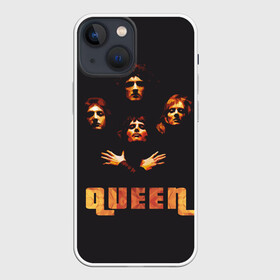 Чехол для iPhone 13 mini с принтом Queen в Кировске,  |  | Тематика изображения на принте: freddie mercury | queen | полигональная | рок | рок группа | рок музыка | фредди меркьюри