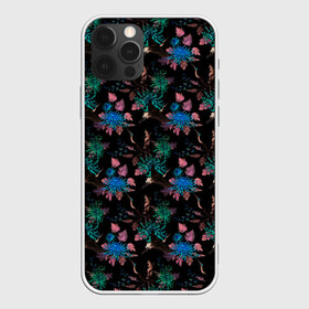 Чехол для iPhone 12 Pro с принтом Ночные птицы в Кировске, силикон | область печати: задняя сторона чехла, без боковых панелей | живопись | негатив | природа | птицы | цветы