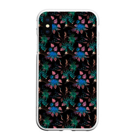 Чехол для iPhone XS Max матовый с принтом Ночные птицы в Кировске, Силикон | Область печати: задняя сторона чехла, без боковых панелей | живопись | негатив | природа | птицы | цветы
