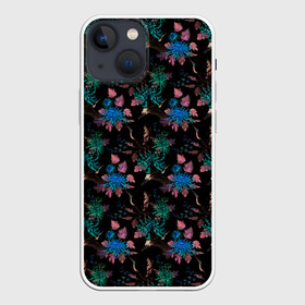Чехол для iPhone 13 mini с принтом Ночные птицы в Кировске,  |  | живопись | негатив | природа | птицы | цветы