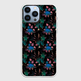 Чехол для iPhone 13 Pro Max с принтом Ночные птицы в Кировске,  |  | живопись | негатив | природа | птицы | цветы