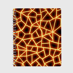 Тетрадь с принтом Огненная геометрия в Кировске, 100% бумага | 48 листов, плотность листов — 60 г/м2, плотность картонной обложки — 250 г/м2. Листы скреплены сбоку удобной пружинной спиралью. Уголки страниц и обложки скругленные. Цвет линий — светло-серый
 | 3д | abstract | fire | flame | geometry stripes | neon | polygonal | абстрактная геометрия | геометрические фигуры | линии | мозаика | неон | огонь | орнамент | пламя | полигон | полосы | светящиеся | текстура | треугольники