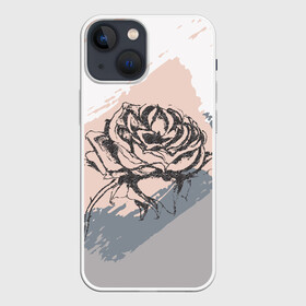 Чехол для iPhone 13 mini с принтом Абстракция с розой в Кировске,  |  | абстракция | гранж | графика | графический | пастель | пастельная | роза | цветок | цветочный