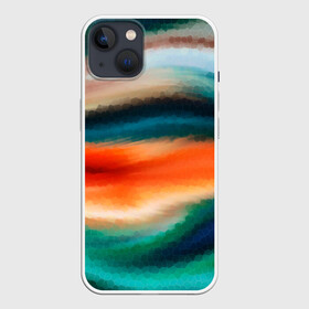 Чехол для iPhone 13 с принтом Мозаичный абстрактный узор в Кировске,  |  | зеленый | мозаичная текстура | оранжевый | разноцветный | современный | узор