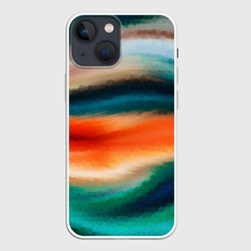 Чехол для iPhone 13 mini с принтом Мозаичный абстрактный узор в Кировске,  |  | зеленый | мозаичная текстура | оранжевый | разноцветный | современный | узор