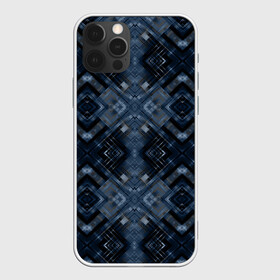 Чехол для iPhone 12 Pro с принтом Темный синий абстрактный узор  в Кировске, силикон | область печати: задняя сторона чехла, без боковых панелей | абстрактный | молодежный | плед | синий | современный | темно синий
