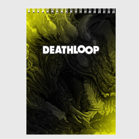 Скетчбук с принтом Deathloop - Hyperbeast в Кировске, 100% бумага
 | 48 листов, плотность листов — 100 г/м2, плотность картонной обложки — 250 г/м2. Листы скреплены сверху удобной пружинной спиралью | Тематика изображения на принте: death | deathloop | game | games | hyperbeast | loop | дэслуп | дэт | дэтлуп | знак | игра | игры | лого | луп | мертвая | пелтя | символ
