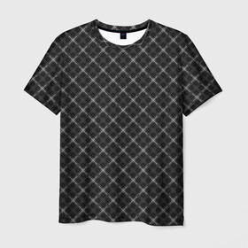 Мужская футболка 3D с принтом Серо-черный плед  в Кировске, 100% полиэфир | прямой крой, круглый вырез горловины, длина до линии бедер | клетка | клетчатый узор | молодежный | мужской | рубашечный | серный | черный | шотландка