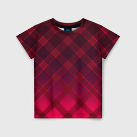 Детская футболка 3D с принтом Геометрический абстрактный узо в Кировске, 100% гипоаллергенный полиэфир | прямой крой, круглый вырез горловины, длина до линии бедер, чуть спущенное плечо, ткань немного тянется | Тематика изображения на принте: абстрактный | геометрический | градиентный | клетчатый | красный | красный в клетку | плед | темный красный