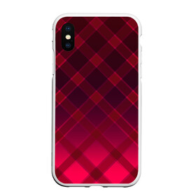 Чехол для iPhone XS Max матовый с принтом Геометрический абстрактный узо в Кировске, Силикон | Область печати: задняя сторона чехла, без боковых панелей | абстрактный | геометрический | градиентный | клетчатый | красный | красный в клетку | плед | темный красный