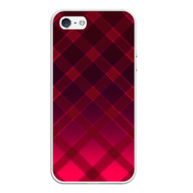 Чехол для iPhone 5/5S матовый с принтом Геометрический абстрактный узо в Кировске, Силикон | Область печати: задняя сторона чехла, без боковых панелей | абстрактный | геометрический | градиентный | клетчатый | красный | красный в клетку | плед | темный красный