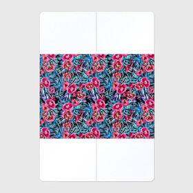 Магнитный плакат 2Х3 с принтом Тропические цветы  в Кировске, Полимерный материал с магнитным слоем | 6 деталей размером 9*9 см | летний | розовый | синий | тропический узор | цветочный узор | цветы | экзотические цветы