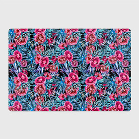 Магнитный плакат 3Х2 с принтом Тропические цветы  в Кировске, Полимерный материал с магнитным слоем | 6 деталей размером 9*9 см | летний | розовый | синий | тропический узор | цветочный узор | цветы | экзотические цветы