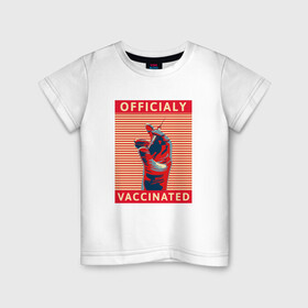 Детская футболка хлопок с принтом Официально вакцинирован в Кировске, 100% хлопок | круглый вырез горловины, полуприлегающий силуэт, длина до линии бедер | coronavirus | covid19 | virus | вакцина | вакцинация | вирус | грипп | заражение | здоровье | иммунитет | инфекция | карантин | корона | коронавирус | маска | пандемия | прививка | самоизоляция | спутник