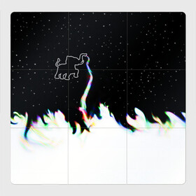 Магнитный плакат 3Х3 с принтом Затерянный в космосе в Кировске, Полимерный материал с магнитным слоем | 9 деталей размером 9*9 см | звезды слон пламя потерянный забытый радуга хобот огонь