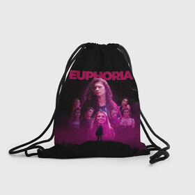 Рюкзак-мешок 3D с принтом Euphoria team в Кировске, 100% полиэстер | плотность ткани — 200 г/м2, размер — 35 х 45 см; лямки — толстые шнурки, застежка на шнуровке, без карманов и подкладки | Тематика изображения на принте: euphoria | serial | джулс | зендея | ру беннетт | сериал | сериалы | хантер шефер | эйфория