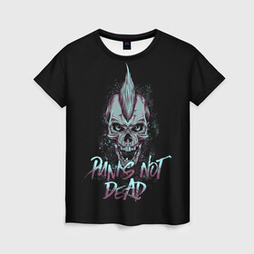 Женская футболка 3D с принтом Панк скелет в Кировске, 100% полиэфир ( синтетическое хлопкоподобное полотно) | прямой крой, круглый вырез горловины, длина до линии бедер | alternative | music | punk | punks not dead | rock | альтернатива | музыка | панк | панки не умерают | панкс нот дэд | рок