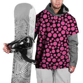 Накидка на куртку 3D с принтом Темно-розовый горох на черном  в Кировске, 100% полиэстер |  | Тематика изображения на принте: в горошек | горох | малиновый | ретро | розовый горох | розовый и черный | черный