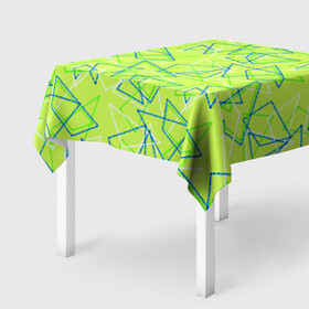 Скатерть 3D с принтом Абстрактный неоновый зеленый в Кировске, 100% полиэстер (ткань не мнется и не растягивается) | Размер: 150*150 см | абстрактный | геометрический | детский | зеленый | летний | неоновый | ретро | треугольники