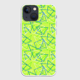 Чехол для iPhone 13 mini с принтом Абстрактный неоновый зеленый в Кировске,  |  | абстрактный | геометрический | детский | зеленый | летний | неоновый | ретро | треугольники