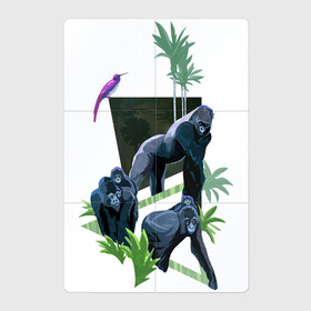 Магнитный плакат 2Х3 с принтом Дикое семейство в Кировске, Полимерный материал с магнитным слоем | 6 деталей размером 9*9 см | арт | горилла | гориллы | джунгли | дикие животные | дикие звери | животное | животное джунглей | животные | природа | птица | птица джунглей | птицы | рисунок
