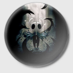 Значок с принтом Hollow Knight в Кировске,  металл | круглая форма, металлическая застежка в виде булавки | games | hollow | hollow knight | knight | steam | игры | компьютерные игры
