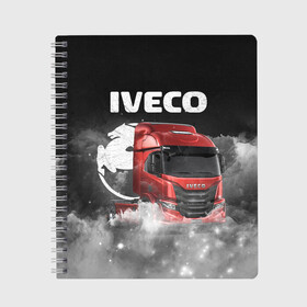 Тетрадь с принтом Iveco truck в Кировске, 100% бумага | 48 листов, плотность листов — 60 г/м2, плотность картонной обложки — 250 г/м2. Листы скреплены сбоку удобной пружинной спиралью. Уголки страниц и обложки скругленные. Цвет линий — светло-серый
 | iveco | iveco truck | iveco грузовик | truck | trucks | грузовик | грузовики | дальнобои | дальнобой | дальнобойщик | ивеко | ивеко грузовик | фура | фуры