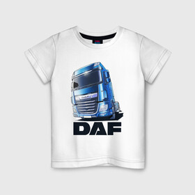 Детская футболка хлопок с принтом Daf Truck в Кировске, 100% хлопок | круглый вырез горловины, полуприлегающий силуэт, длина до линии бедер | truck | trucks | грузовик | грузовики | дальнобои | дальнобой | дальнобойщик | фура | фуры