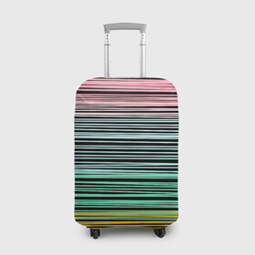 Чехол для чемодана 3D с принтом Модный полосатый узор  в Кировске, 86% полиэфир, 14% спандекс | двустороннее нанесение принта, прорези для ручек и колес | желтый | модный | молодежный | разноцветные линии | разноцветный полосатый | розовый | салатовый | современный