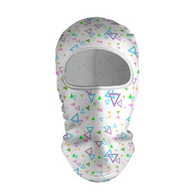 Балаклава 3D с принтом Детский абстрактный узор  в Кировске, 100% полиэстер, ткань с особыми свойствами — Activecool | плотность 150–180 г/м2; хорошо тянется, но при этом сохраняет форму. Закрывает шею, вокруг отверстия для глаз кайма. Единый размер | геометрические фигуры | детский | малышам | разноцветные треугольники | ретро