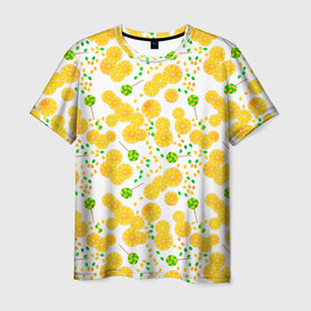 Мужская футболка 3D с принтом Лимонная карамель  в Кировске, 100% полиэфир | прямой крой, круглый вырез горловины, длина до линии бедер | Тематика изображения на принте: детский | карамель | конфеты | лимон | лимонный узор | малышам | сладости | чупа чупс